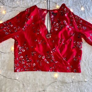 Floral Long Sleeve Open Back Blouse